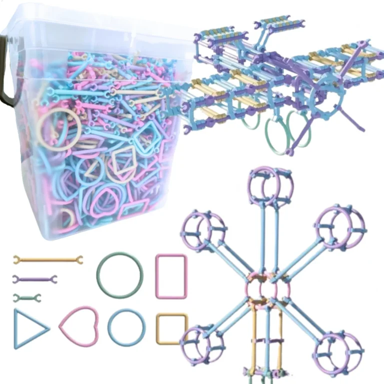 Klocki Konstrukcyjne Zestaw 2400 Elementów Figury Geometryczne Pastelowe