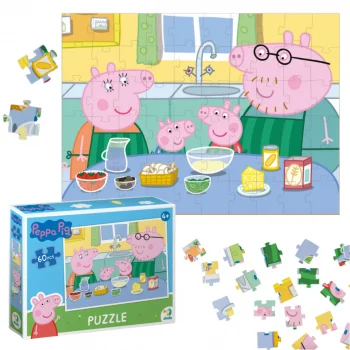 PUZZLE ŚWINKA PEPPA W KUCHNI 60 ELEMENTÓW DO UŁOŻENIA DLA NAJMŁODSZYCH