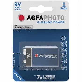 1x BATERIA AGFAPHOTO 9V LR61 6LR61 ALKALICZNA 6F22