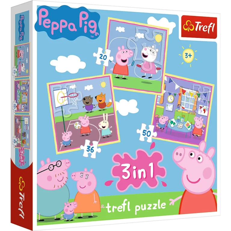 Puzzle 3w1 Swinka Pepa - Zabawy w szkole 34813