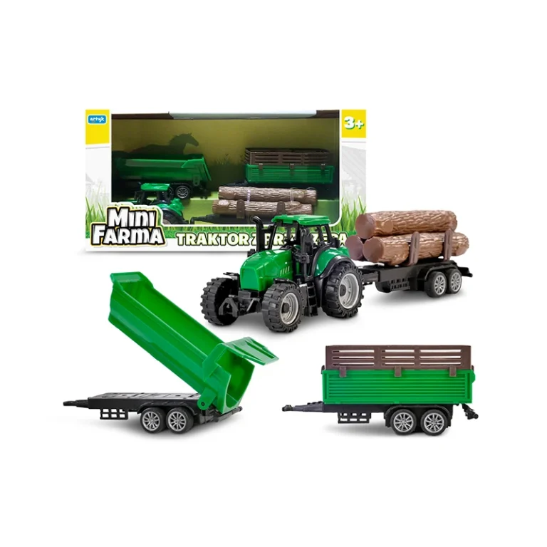 MINI FARMA TRAKTOR Z PRZYCZEPĄ