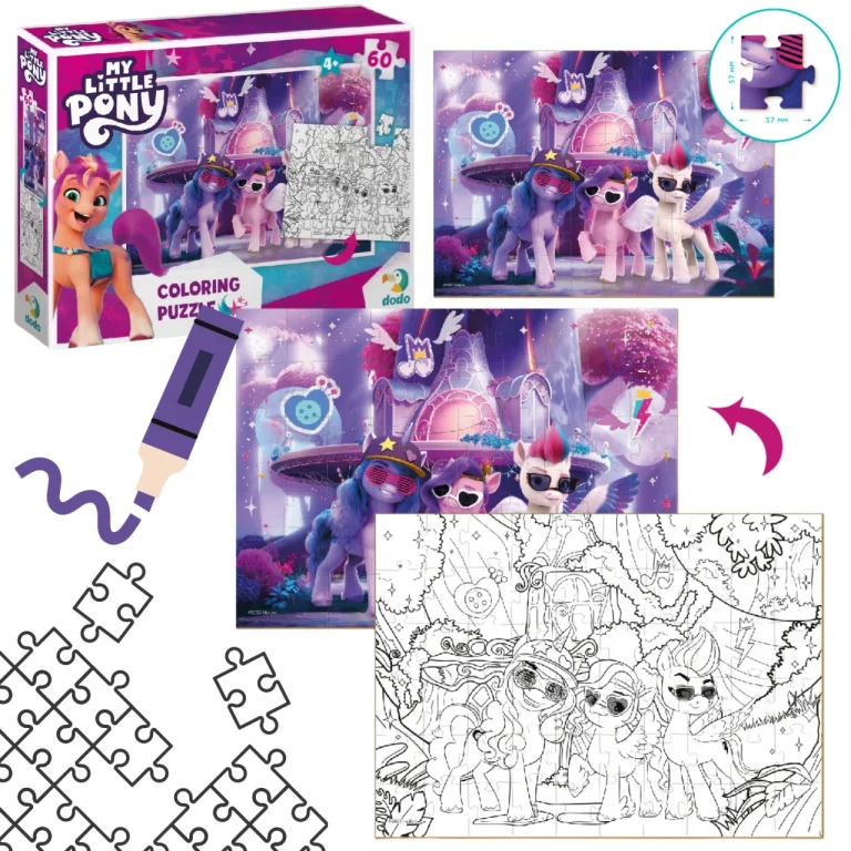 PUZZLE 2w1 "MY LITTLE PONY" 60 ELEMENTÓW KOLOROWANKA I UKŁADANKA W JEDNYM