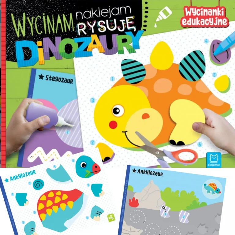 WYCINANKI EDUKACYJNE NAKLEJAM RYSUJĘ DINOZAURY