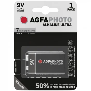 1x BATERIA AGFAPHOTO ULTRA 9V 6LR61 ALKALICZNA