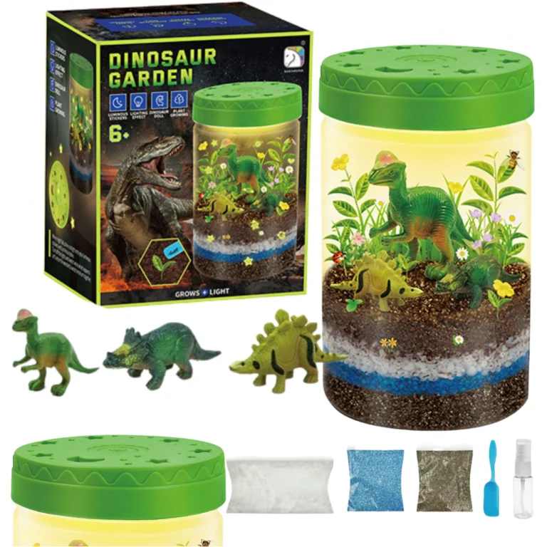 DINOZAUR TERRARIUM PROJEKTOR LAMPKA NOCNA DINOZAURY PIASEK NAKLEJKI ROŚLINY