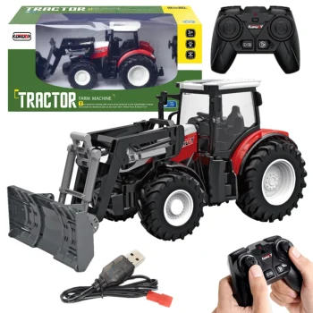 TRAKTOR CIĄGNIK ZDALNIE STEROWANY NA PILOT SPYCHACZ MASZYNA ROLNICZA LED RC