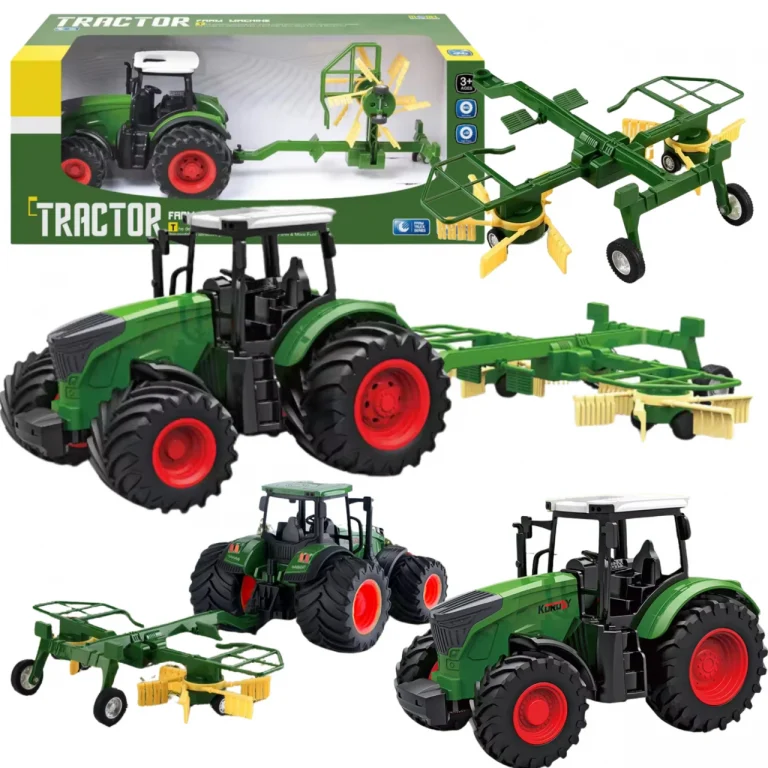 Traktor Z Zgrabiarką Maszyna Rolnicza Model Pojazdu 1:24 Farma Zestaw