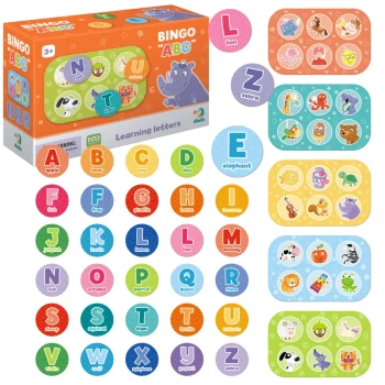 Gra Edukacyjna Bingo - ABC Zestaw Karty Żetony Nauka Literek Abecadło