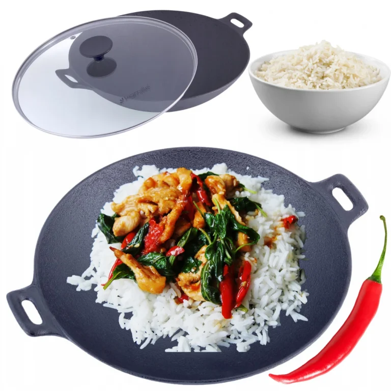 WOK ŻELIWNY PATELNIA GŁĘBOKA 30cm Pokrywa INDUKCJA