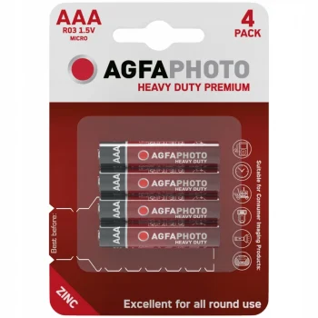 4x BATERIA AGFAPHOTO HEAVY DUTY AAA LR03 CYNKOWA