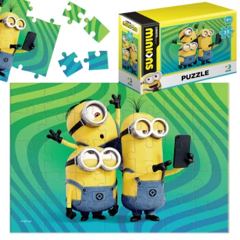 Puzzle Mini Minionki Kolorowa Układanka 35 Elementów Zestaw Dla Dzieci