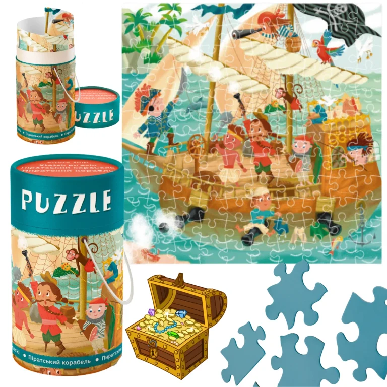 Puzzle "Statek Piracki" 120 Elementów Układanka Opakowanie Z Uchwytem