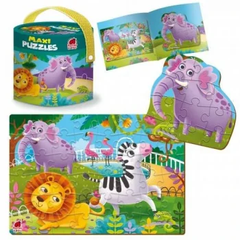 Gra Edukacyjna Maxi Puzzle 2w1 Zoo Obrazki Układanka Roter Kafer  60 Elem