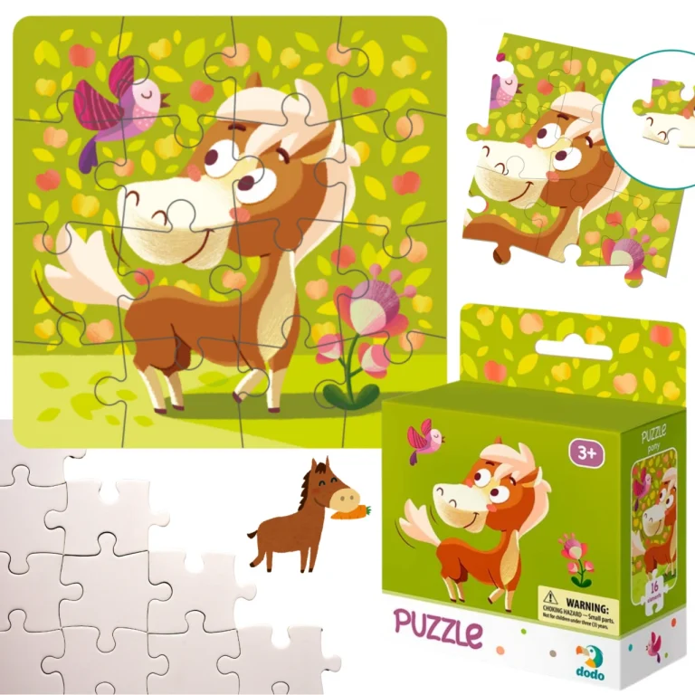 Puzzle Konik 16 Elementów Układanka Dla Dzieci Zestaw Urocza Grafika