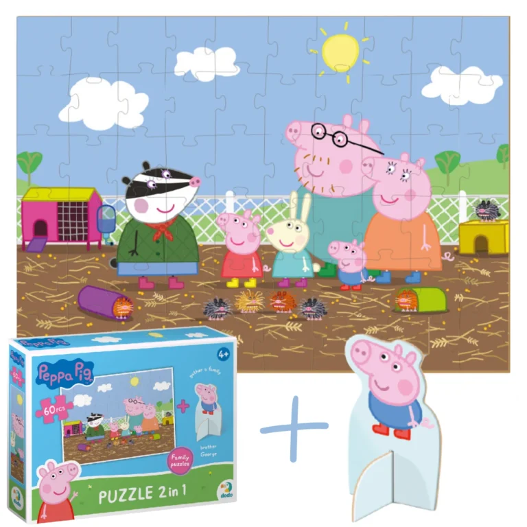 PUZZLE "ŚWINKA PEPPA" 60 ELEMENTÓW Z FIGURKĄ GEORGA KOLOROWA UKŁADANKA