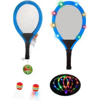 RAKIETKI PALETKI BADMINTON ŚWIECĄCE LED + LOTKI