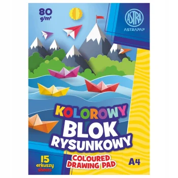 BLOK RYSUNKOWY SZKOLNY KOLOROWE KARTKI A4 80 g/m2