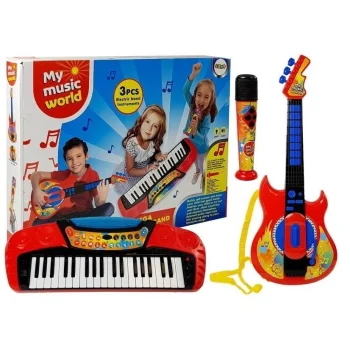 Zestaw Muzyczny 3 w 1 Gitara Keyboard Mikrofon